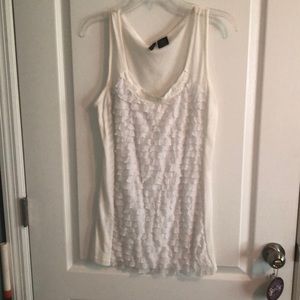 White ruffle tank